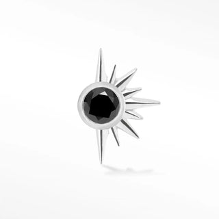 Black diamond flat back earring demi star 14k white - 14k gold