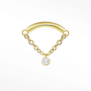 Flat back earring hidden helix dangle diamond bezel 14k yellow gold - 14k