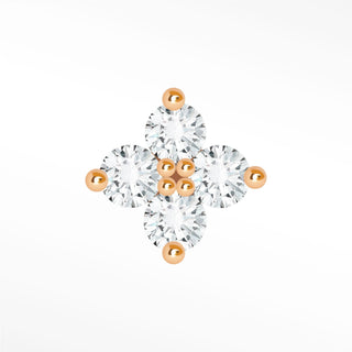 Flat Back Earrings Diamond 14K Rose Clover
