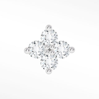 Flat Back Earrings Diamond 14K White Clover