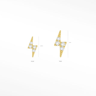 Flat Back Earrings Diamond 14K Yellow Lightning Bolt
