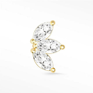 Flat back earring diamond med baby lotus 14k yellow gold - 14k