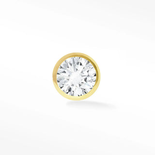 A round brilliant-cut diamond set in a smooth polished 14k yellow gold bezel in flat back diamond earrings