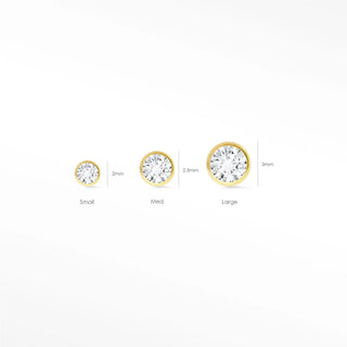 Flat back earrings bezel diamond 2mm 14k yellow