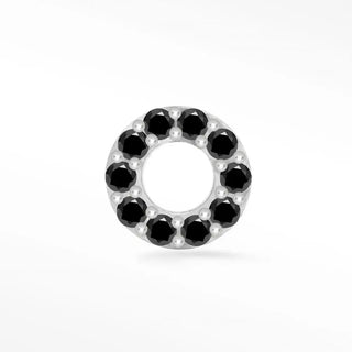 Black diamond flat back earring donut 14k white - 14k gold