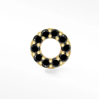 Black diamond flat back earring donut 14k yellow - 14k gold
