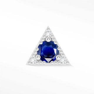 Natural blue sapphire flat back earring 14k white - 14k gold