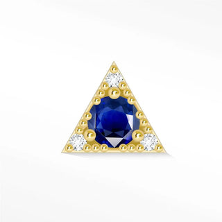 Natural blue sapphire flat back earring 14k yellow - 14k gold