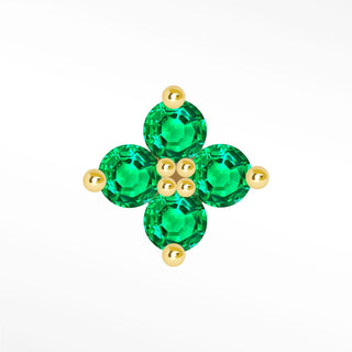 Flat Back Earrings Emerald 14K Gold Clover