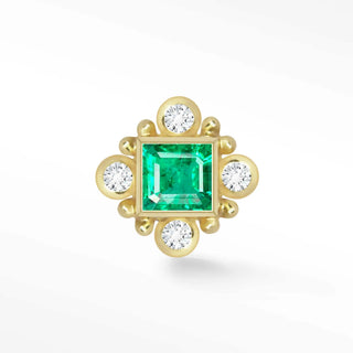 Flat back earrings emerald 14k yellow princess | the wynning studs