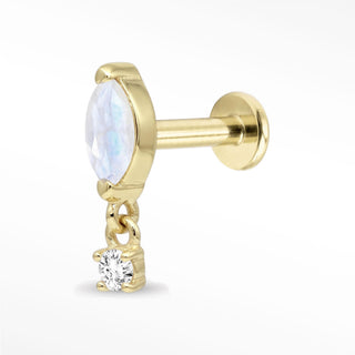 Flat Back Earrings Threadless Moonstone 14k Gold Marquise Dance | Wynning Stud
