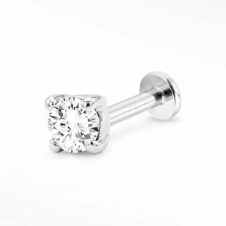 Flat Back Earrings Threadless 14k White Gold Gemstone | Wynning Stud