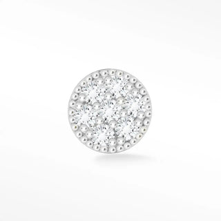 Diamond flat back earring glazed donut 14k white - 14k gold