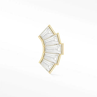 Flat back earring moissanite sunburst baguette climers small 14k yellow - 14k gold