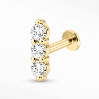 Flat Back Earrings Threadless Diamond 14k Gold 3 Scones | Wynning Stud