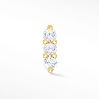 3 Scones flat back earrings, in 14k yellow gold, diamond, stone size 1.5mm 