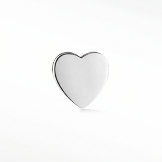 Flat Back Earrings Heart 14K White