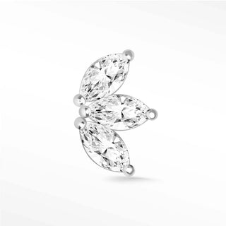 A sleek silver-toned hypoallergenic flat back ear cuff with three marquise-cut gemstones by the wynning studs