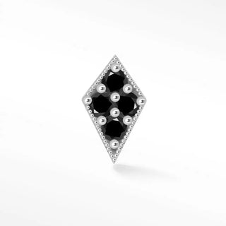 Black diamond flat back earring 14k white - 14k gold