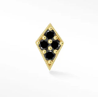 Black diamond flat back earring kite 14k yellow - 14k gold