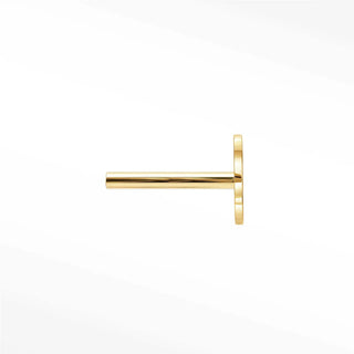 Gold-colored minimalist labret 14k gold 18g t-bar nose stud earring with sleek metallic finish