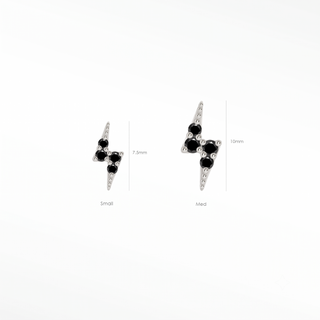 Flat Back Earrings Lightning Bolt Black Diamond 14K White