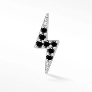 Black diamond flat back earring lightning bolt 14k white - 14k gold