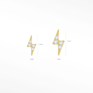 Flat Back Earrings Lightning Bolt Diamond 14K Yellow