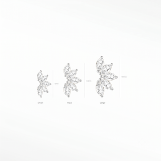 Flat Back Earrings Lotus Diamond 14K White
