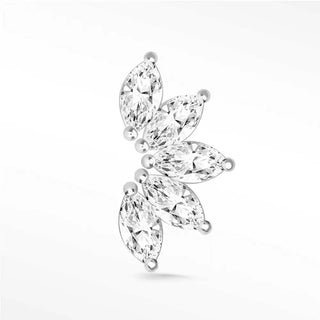 Flat Back Earrings Lotus Diamond 14K White