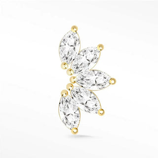 Flat back earring moissanite lotus 14k yellow gold - 14k