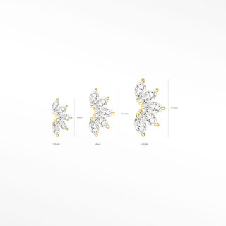 Flat Back Earrings Lotus Diamond 14K Yellow