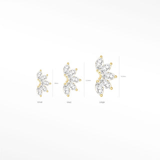 Flat Back Earrings Lotus Moissanite 14K Yellow