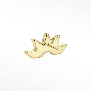 Flat Back Earrings Lotus Moonstone 14K Yellow