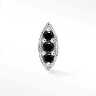 Black diamond flat back earring marquise 14k white - 14k gold