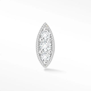 Diamond flat back earring marquise 14k white - 14k gold