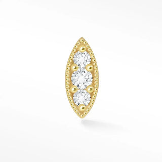 Flat back earring diamond marquise 14k yellow gold - 14k