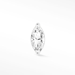 Marquise flat back earrings, in 14k white gold, moissanite, stone size 4x2mm 
