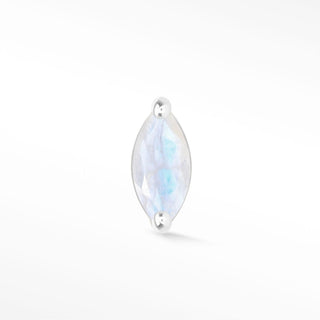 Flat Back Earrings Marquise Moonstone 14K White