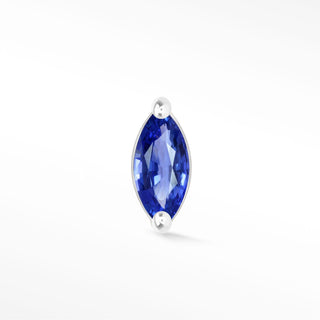 Marquise flat back earrings, in 14k white gold, blue sapphire, stone size 4x2mm 