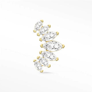Moissanite flat back earring lotus 14k yellow - 14k gold