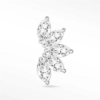 Flat back earring moissanite med lotus 14k white gold infuse your style with captivating brilliance
