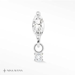 Moissanite flat back earring movement 14k white - 14k gold