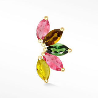 Flat Back Earrings Multi Tourmaline 14K Lotus