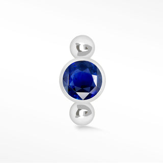 Flat Back Earrings Orbit Blue Sapphire 14K White