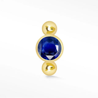 Natural blue sapphire flat back earring 14k yellow - 14k gold
