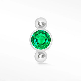 Natural emerald flat back earring 14k white - 14k gold