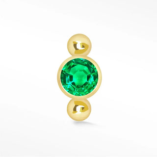 Natural emerald flat back earring 14k yellow - 14k gold