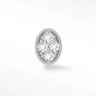 Diamond flat back earring oval 14k white - 14k gold