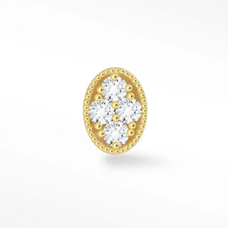 Diamond flat back earring oval 14k yellow - 14k gold
